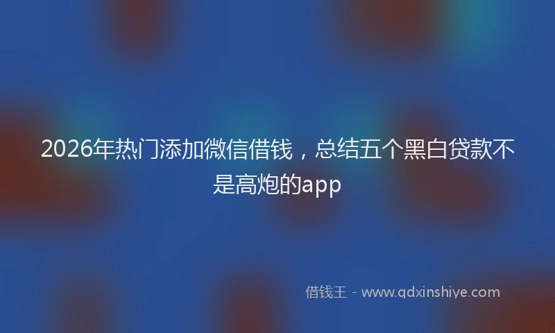 2026年热门添加微信借钱，总结五个黑白贷款不是高炮的app