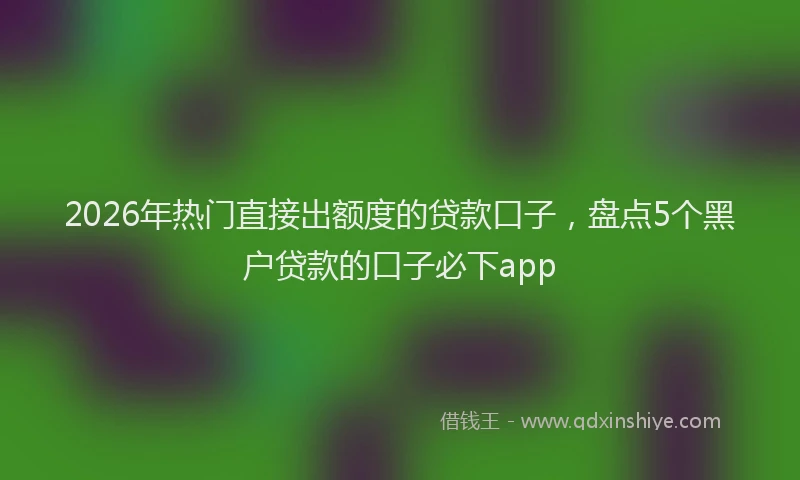 2026年热门直接出额度的贷款口子，盘点5个黑户贷款的口子必下app