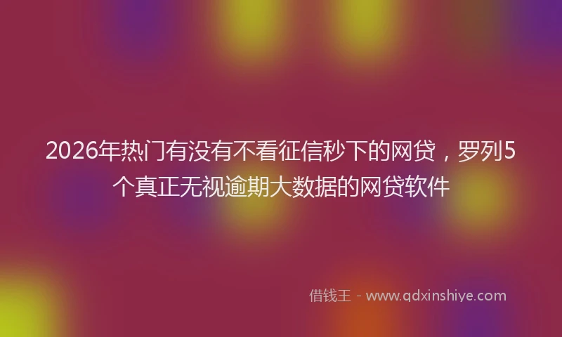 2026年热门有没有不看征信秒下的网贷，罗列5个真正无视逾期大数据的网贷软件