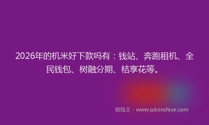 2026年的机米好下款吗有：钱站、奔跑租机、全民钱包、树融分期、桔享花等。