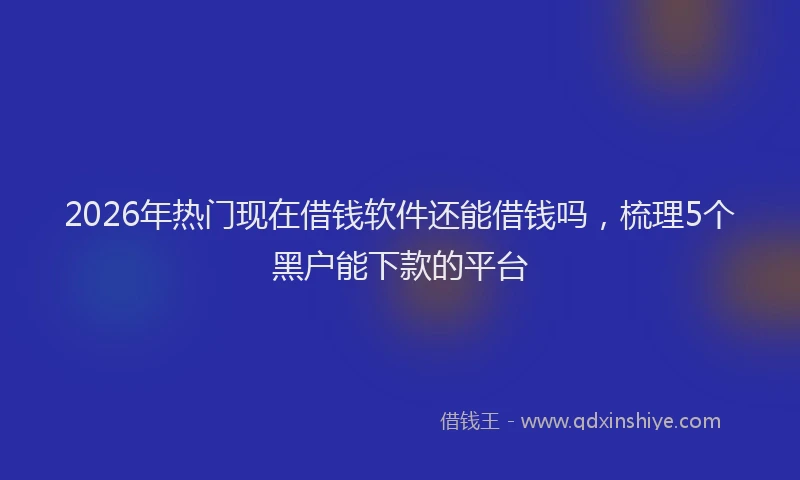 2026年热门现在借钱软件还能借钱吗，梳理5个黑户能下款的平台