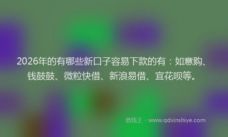 2026年的有哪些新口子容易下款的有：如意购、钱鼓鼓、微粒快借、新浪易借、宜花呗等。
