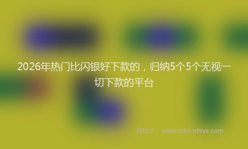 2026年热门比闪银好下款的，归纳5个5个无视一切下款的平台