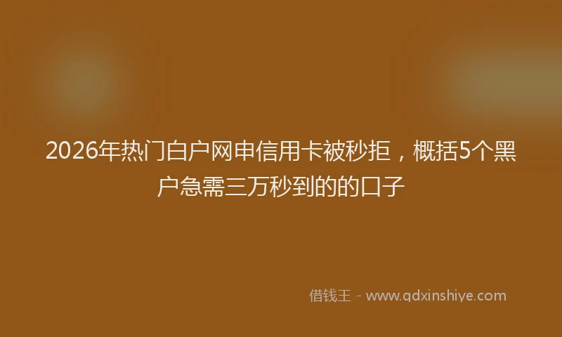 2026年热门白户网申信用卡被秒拒，概括5个黑户急需三万秒到的的口子