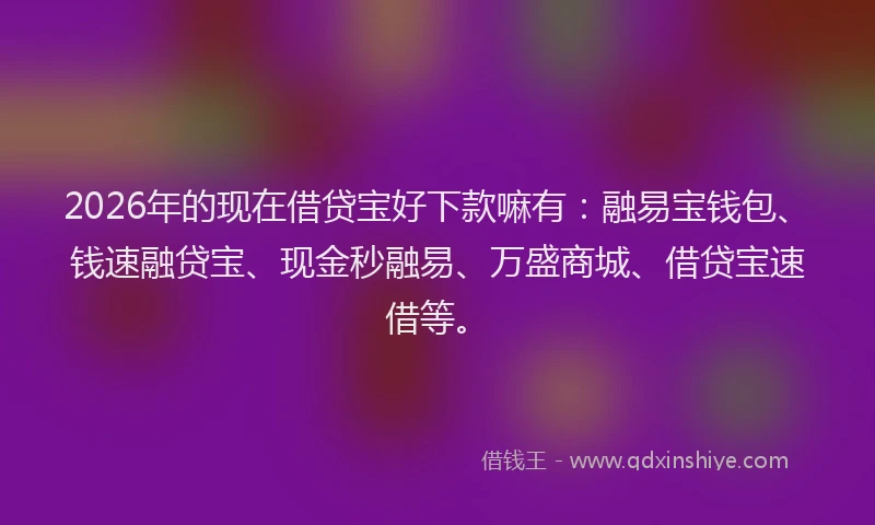 2026年的现在借贷宝好下款嘛有：融易宝钱包、钱速融贷宝、现金秒融易、万盛商城、借贷宝速借等。