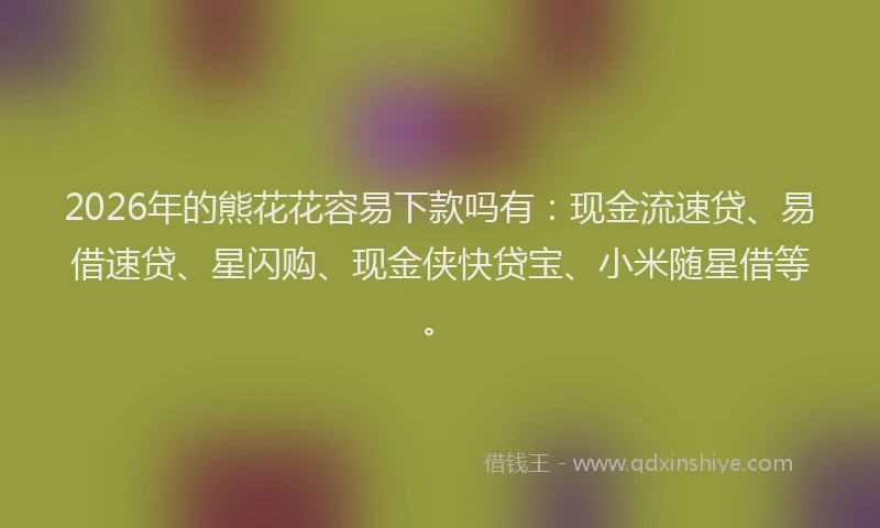 2026年的熊花花容易下款吗有：现金流速贷、易借速贷、星闪购、现金侠快贷宝、小米随星借等。