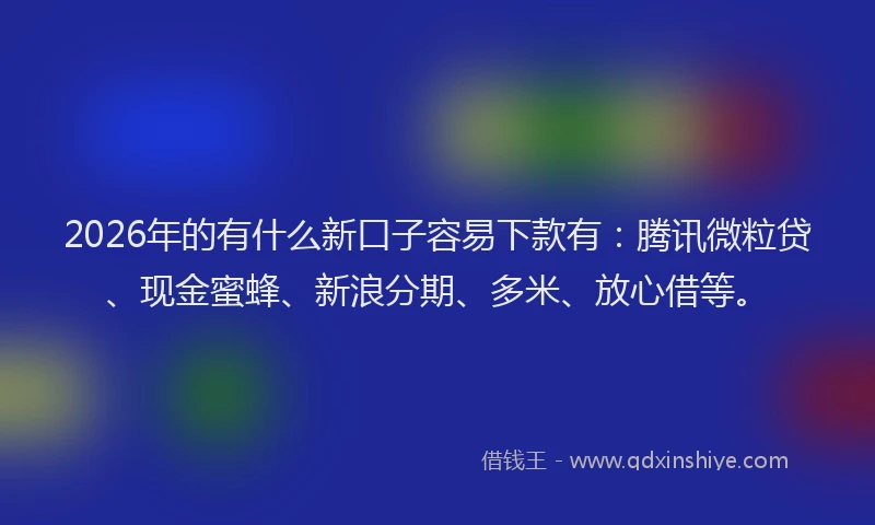 2026年的有什么新口子容易下款有：腾讯微粒贷、现金蜜蜂、新浪分期、多米、放心借等。