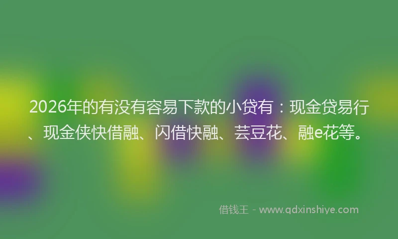 2026年的有没有容易下款的小贷有:现金贷易行、现金侠快借融、闪借快融、芸豆花、融e花等。
