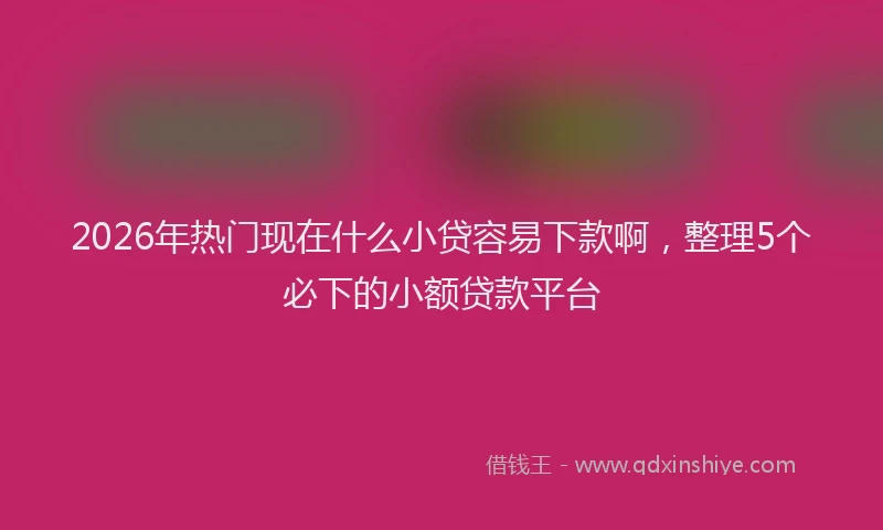 2026年热门现在什么小贷容易下款啊，整理5个必下的小额贷款平台