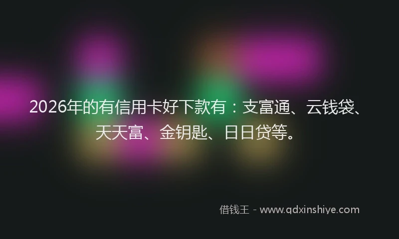 2026年的有信用卡好下款有：支富通、云钱袋、天天富、金钥匙、日日贷等。