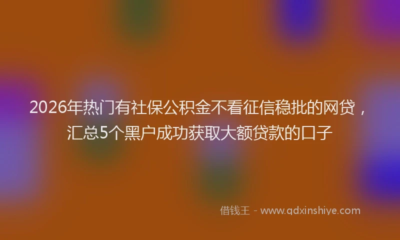 2026年热门有社保公积金不看征信稳批的网贷，汇总5个黑户成功获取大额贷款的口子