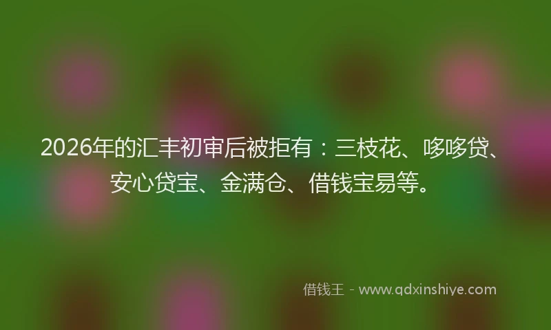 2026年的汇丰初审后被拒有：三枝花、哆哆贷、安心贷宝、金满仓、借钱宝易等。