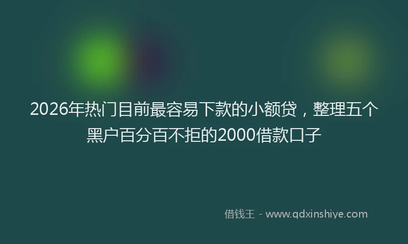 2026年热门目前最容易下款的小额贷，整理五个黑户百分百不拒的2000借款口子