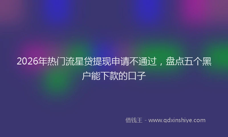 2026年热门流星贷提现申请不通过，盘点五个黑户能下款的口子