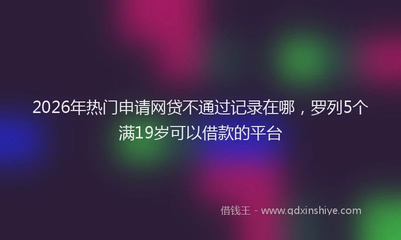 2026年热门申请网贷不通过记录在哪，罗列5个满19岁可以借款的平台