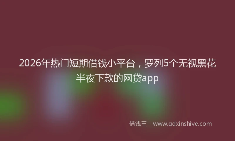 2026年热门短期借钱小平台，罗列5个无视黑花半夜下款的网贷app
