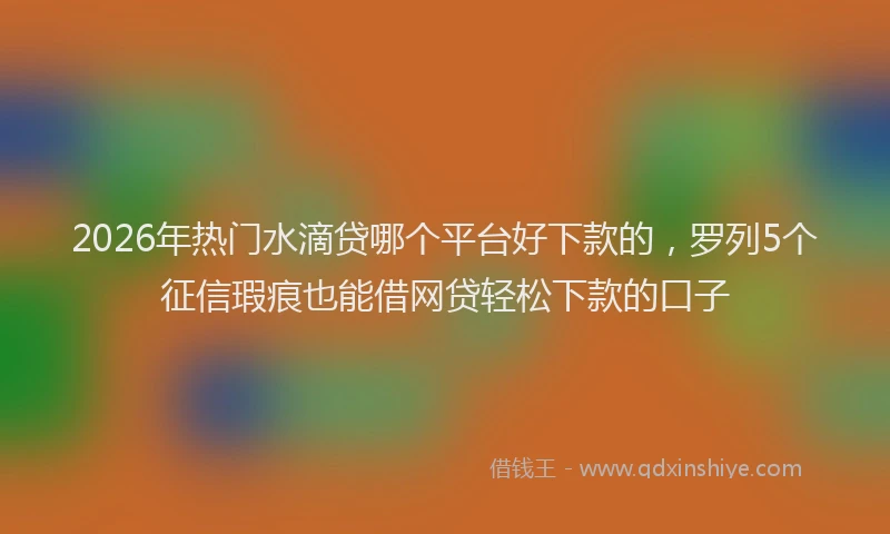 2026年热门水滴贷哪个平台好下款的，罗列5个征信瑕疵也能借网贷轻松下款的口子