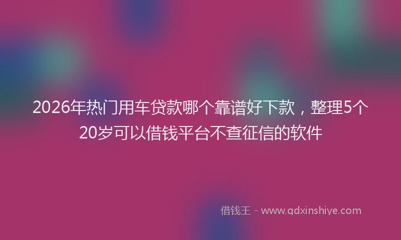 2026年热门用车贷款哪个靠谱好下款，整理5个20岁可以借钱平台不查征信的软件