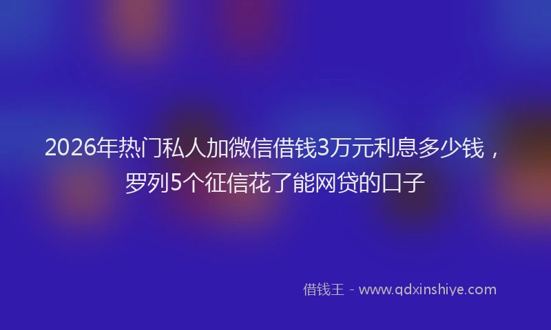 2026年热门私人加微信借钱3万元利息多少钱，罗列5个征信花了能网贷的口子