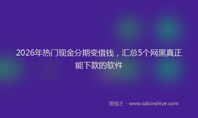 2026年热门现金分期变借钱,汇总5个网黑真正能下款的软件