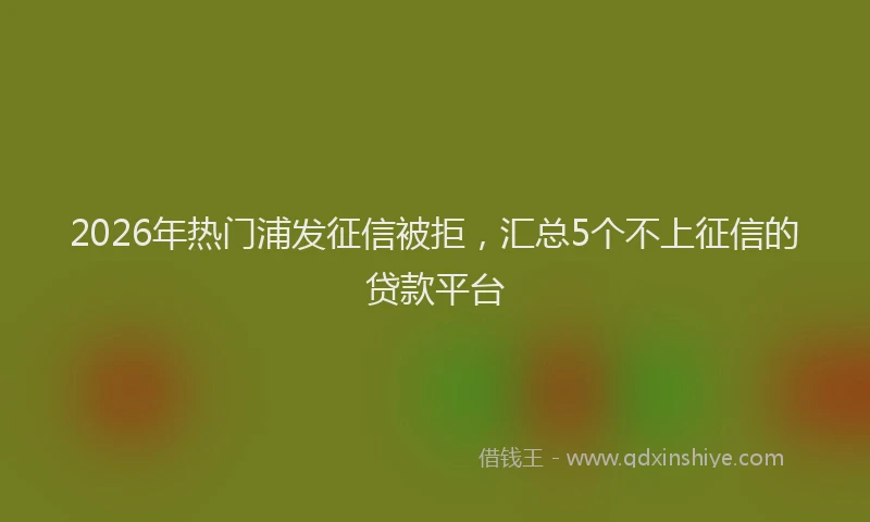 2026年热门浦发征信被拒，汇总5个不上征信的贷款平台