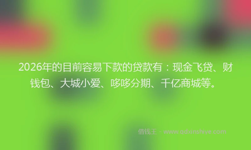 2026年的目前容易下款的贷款有：现金飞贷、财钱包、大城小爱、哆哆分期、千亿商城等。