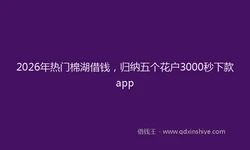 2026年热门棉湖借钱，归纳五个花户3000秒下款app