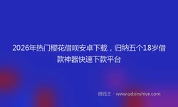 2026年热门樱花借呗安卓下载，归纳五个18岁借款神器快速下款平台