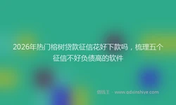2026年热门榕树贷款征信花好下款吗，梳理五个征信不好负债高的软件