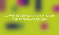 2026年热门樱桃贷款借2000得还多少，整合5个急用钱5000快审快贷无需征信软件