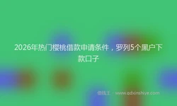 2026年热门樱桃借款申请条件，罗列5个黑户下款口子