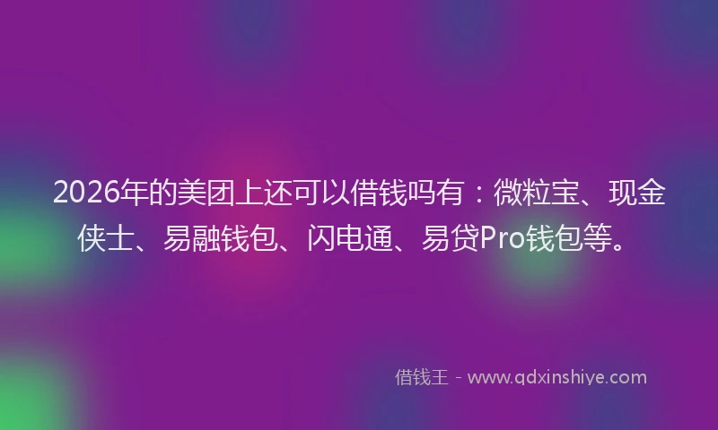 2026年的美团上还可以借钱吗有：微粒宝、现金侠士、易融钱包、闪电通、易贷Pro钱包等。