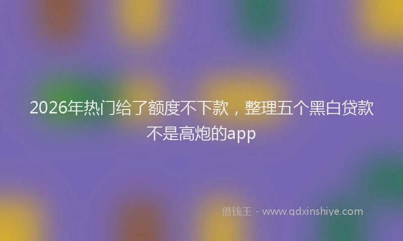 2026年热门给了额度不下款，整理五个黑白贷款不是高炮的app