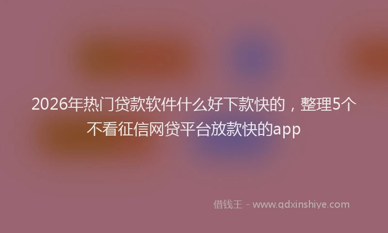 2026年热门贷款软件什么好下款快的，整理5个不看征信网贷平台放款快的app