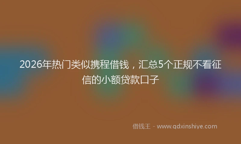 2026年热门类似携程借钱，汇总5个正规不看征信的小额贷款口子