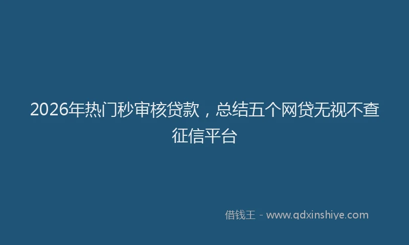 2026年热门秒审核贷款，总结五个网贷无视不查征信平台