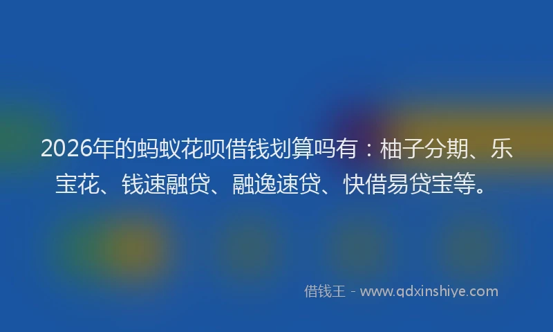 2026年的蚂蚁花呗借钱划算吗有：柚子分期、乐宝花、钱速融贷、融逸速贷、快借易贷宝等。