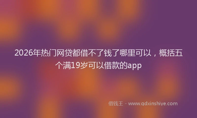 2026年热门网贷都借不了钱了哪里可以，概括五个满19岁可以借款的app