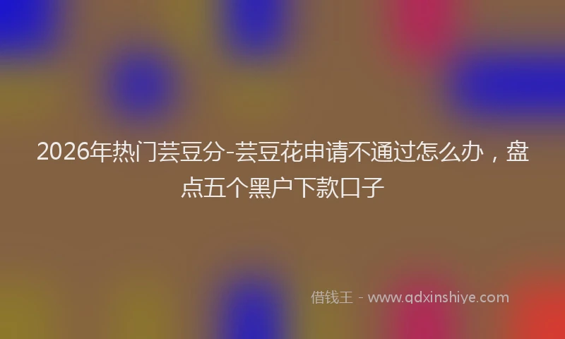 2026年热门芸豆分-芸豆花申请不通过怎么办，盘点五个黑户下款口子