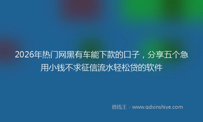 2026年热门网黑有车能下款的口子，分享五个急用小钱不求征信流水轻松贷的软件