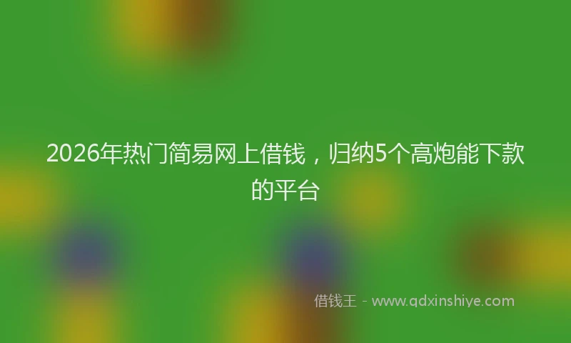 2026年热门简易网上借钱，归纳5个高炮能下款的平台