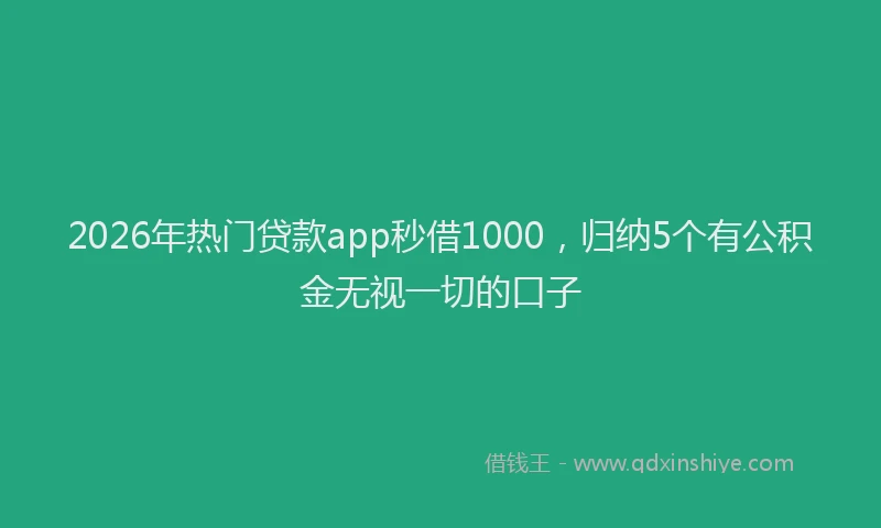 2026年热门贷款app秒借1000，归纳5个有公积金无视一切的口子
