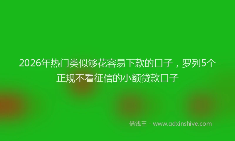 2026年热门类似够花容易下款的口子，罗列5个正规不看征信的小额贷款口子
