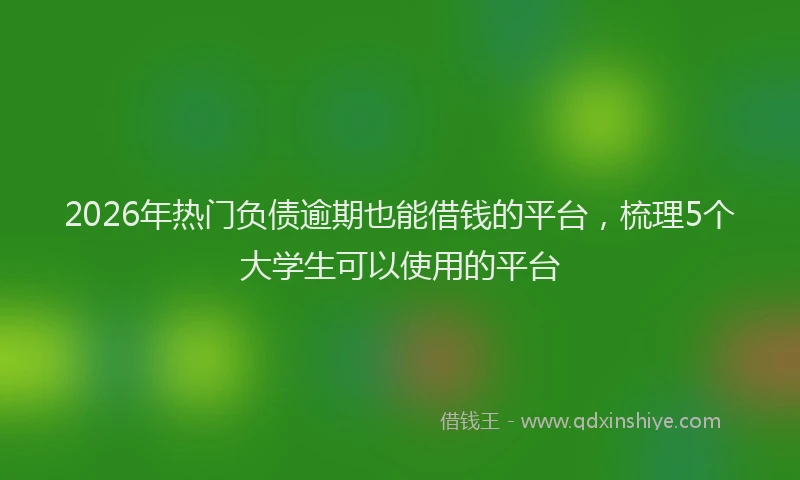 2026年热门负债逾期也能借钱的平台，梳理5个大学生可以使用的平台