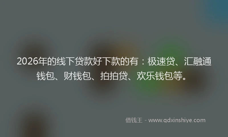 2026年的线下贷款好下款的有：极速贷、汇融通钱包、财钱包、拍拍贷、欢乐钱包等。