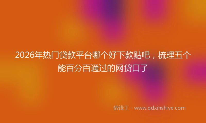 2026年热门贷款平台哪个好下款贴吧，梳理五个能百分百通过的网贷口子