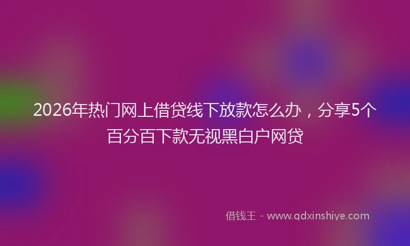 2026年热门网上借贷线下放款怎么办，分享5个百分百下款无视黑白户网贷