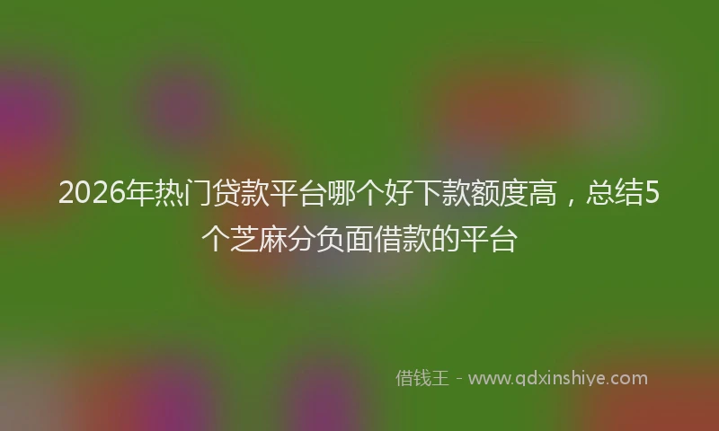 2026年热门贷款平台哪个好下款额度高，总结5个芝麻分负面借款的平台