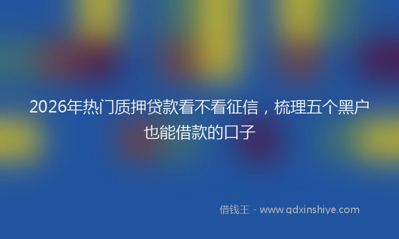 2026年热门质押贷款看不看征信，梳理五个黑户也能借款的口子