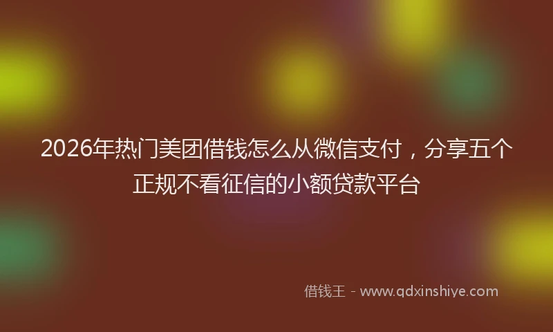 2026年热门美团借钱怎么从微信支付,分享五个正规不看征信的小额贷款平台